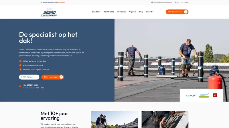 Website van Debro Dakwerken