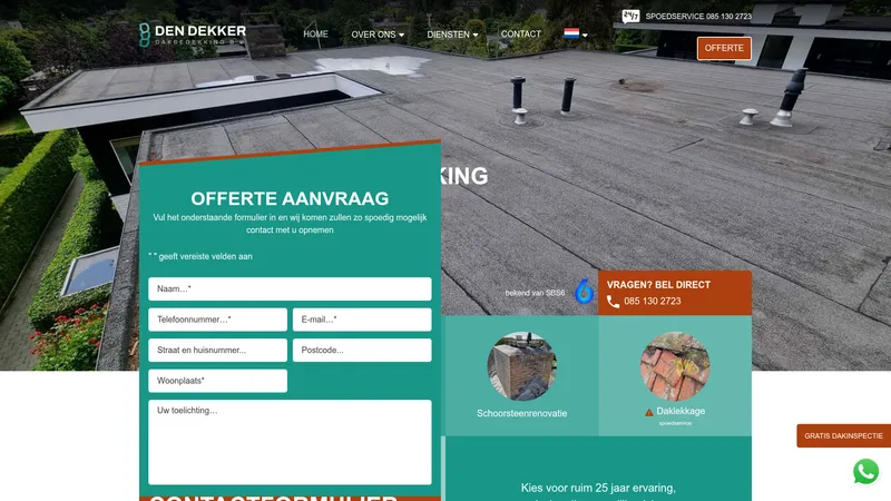 Website van Den Dekker Dakbedekking