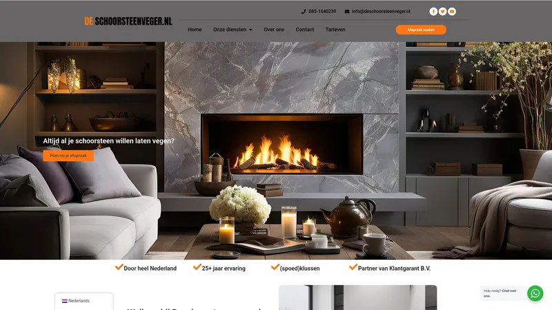 Website van Deschoorsteenveger.nl partner van Klantgarant B.V