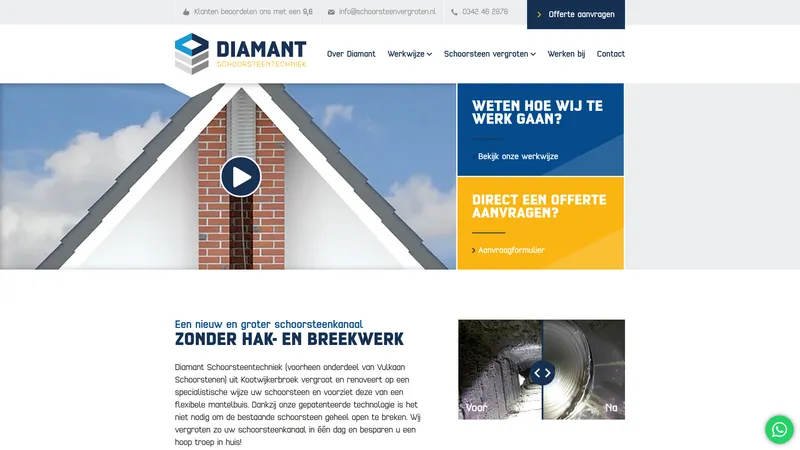 Website van Diamant Schoorsteentechniek