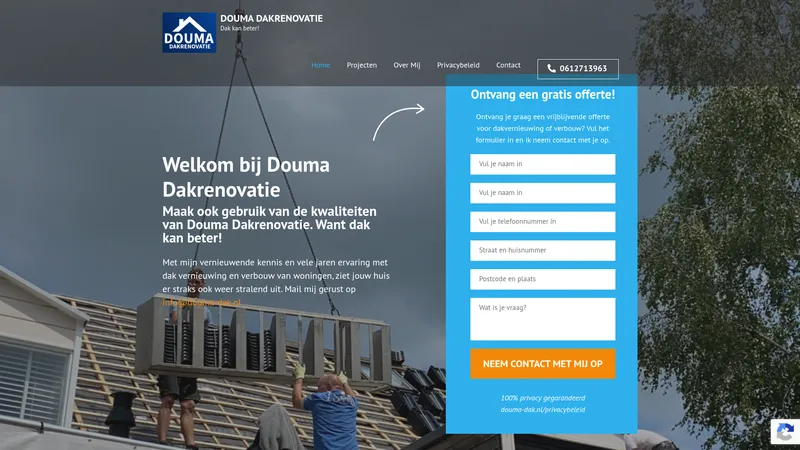 Website van Douma Dakrenovatie