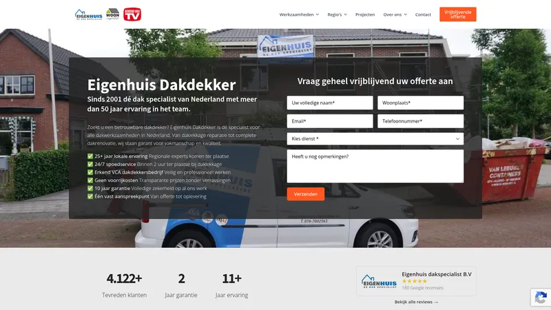 Website van Eigenhuis Dakspecialist B.V