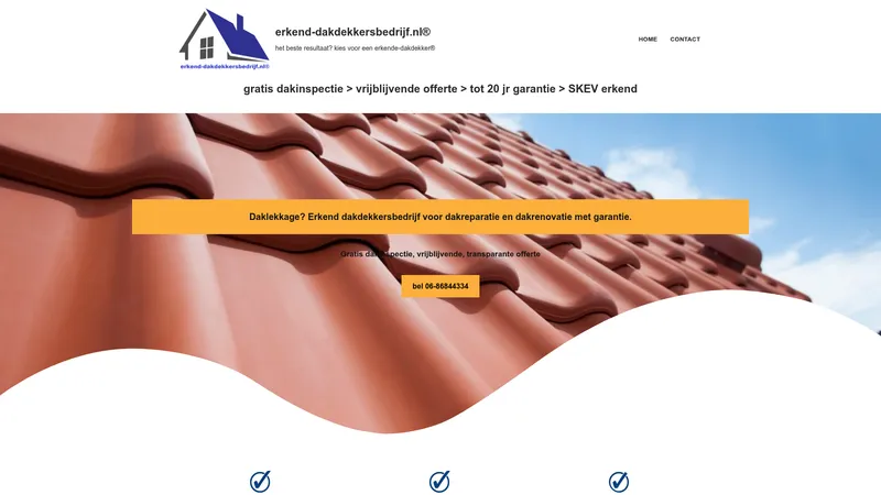 Website van Erkend Dakdekkersbedrijf