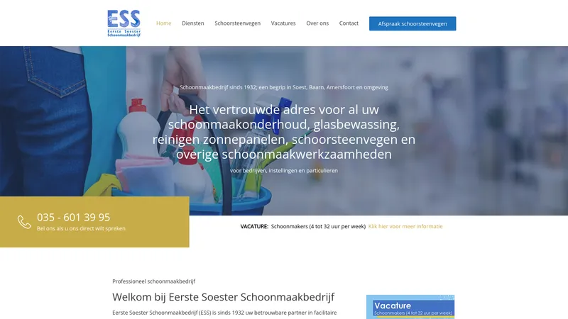 Website van ESS - Schoonmaakbedrijf in Soest en omgeving