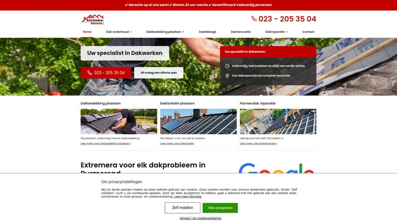 Website van Extremera Dakwerken