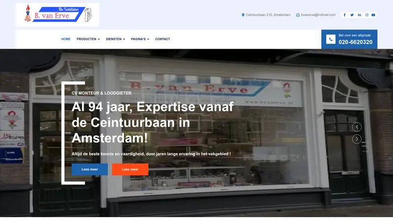 Website van Fa. B. van Erve