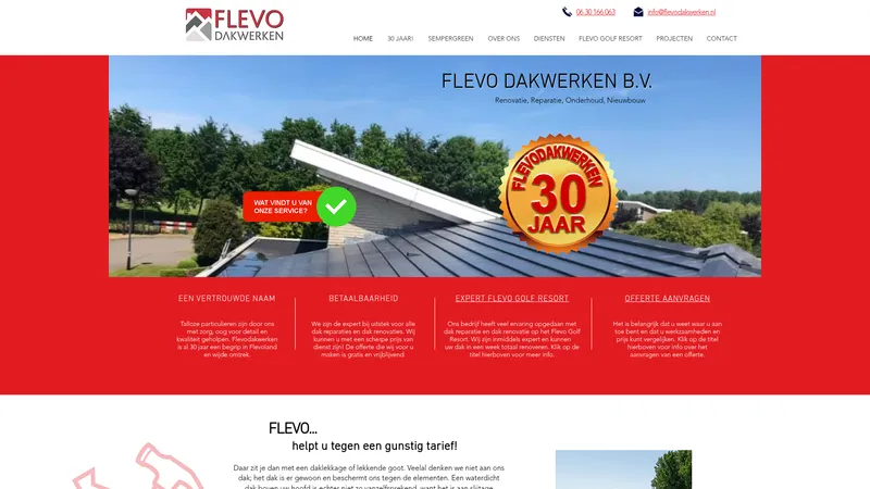 Website van Flevo Dakwerken