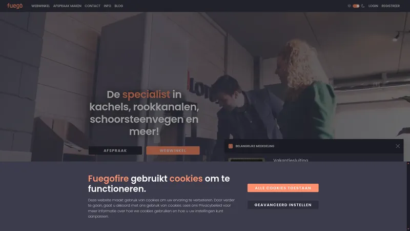 Website van Fuego Kachels en Haarden