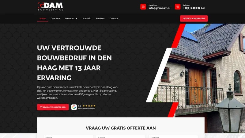 Website van G van Dam Bouwservice Leiden