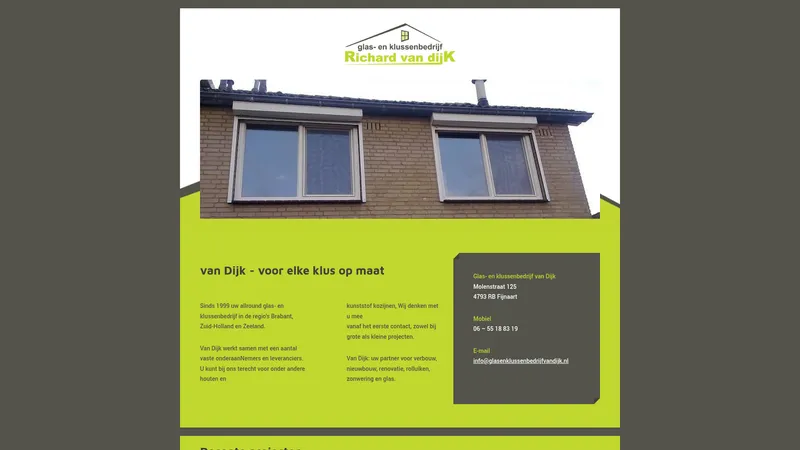 Website van Glas- en klussenbedrijf van Dijk