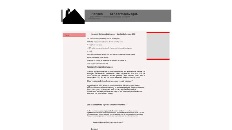 Website van Hansen Schoorsteenveger