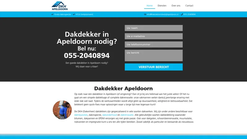 Website van Harbers Dakdekker Apeldoorn