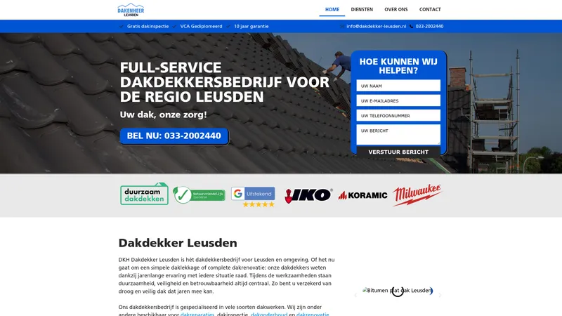 Website van Harbers Dakdekker Leusden
