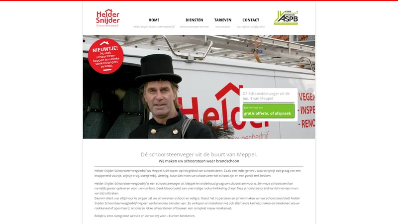 Website van Helder Schoorsteenveegbedrijf