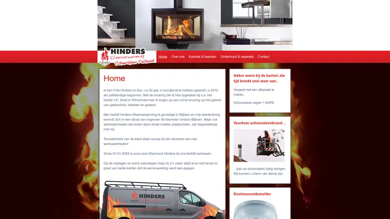 Website van Hinders Sfeerverwarming