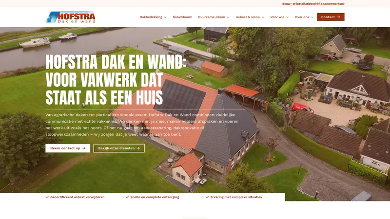 Website van Hofstra Dak en Wand