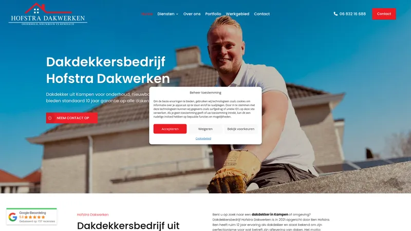 Website van Hofstra Dakwerken