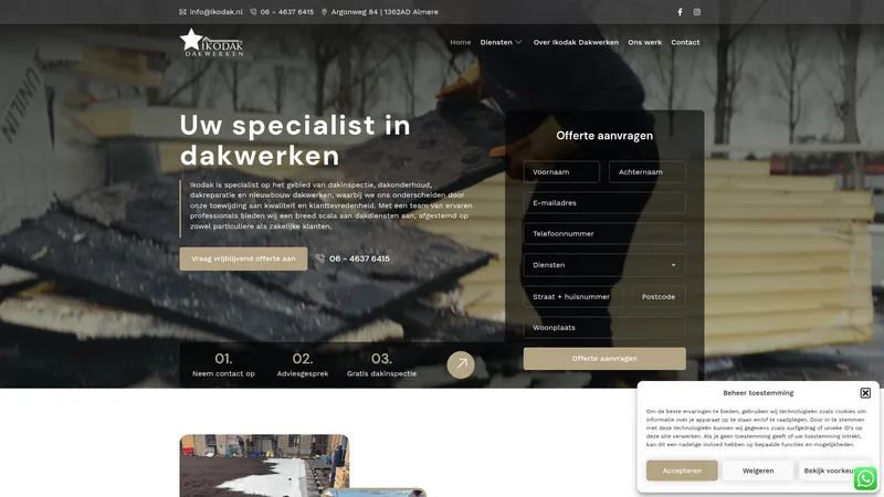 Website van Ikodak Darwerken in Almere
