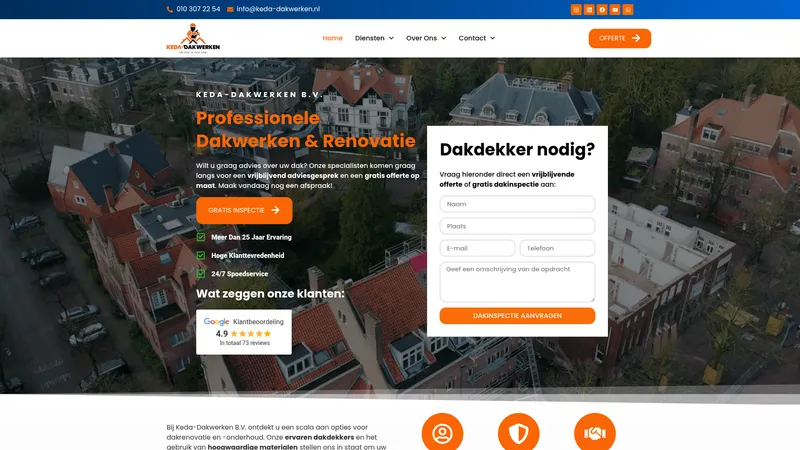 Website van Keda-Dakwerken B.V