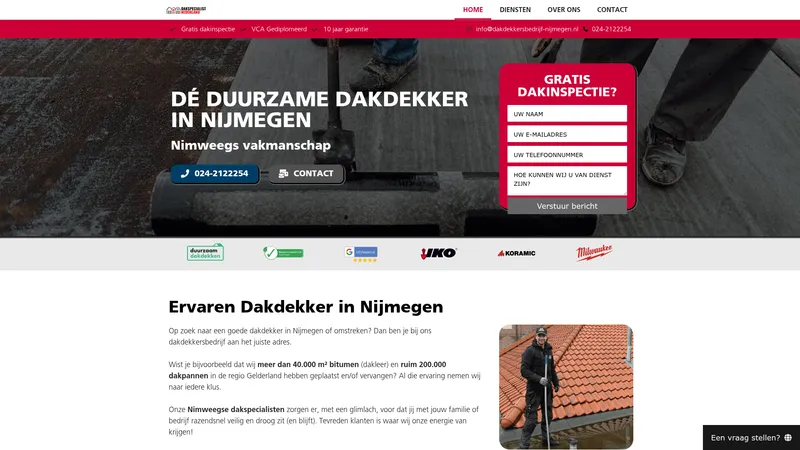 Website van KEVO Dakwerken Nijmegen