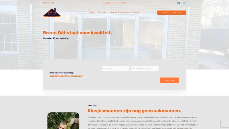 Website van Klussen- en Renovatiebedrijf Breur