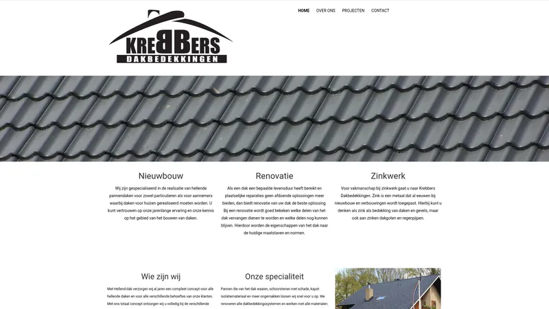 Website van Krebbers Dakbedekkingen