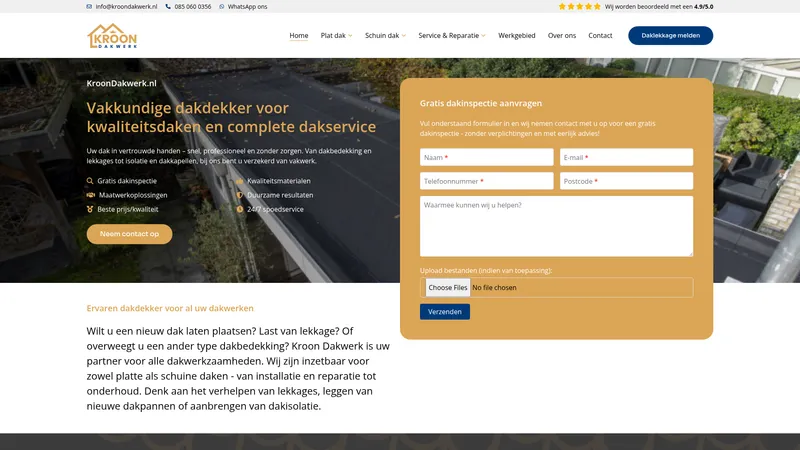 Website van Kroon Dakwerk