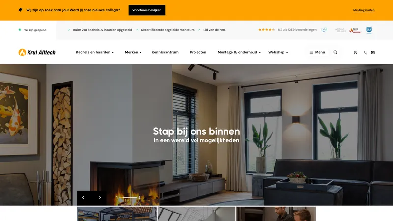 Website van Krul Alltech Kachels & Haarden