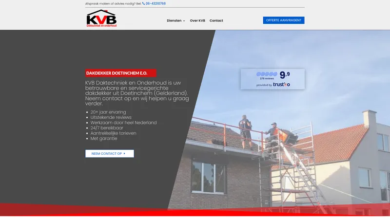 Website van KVB Daktechniek en Onderhoud