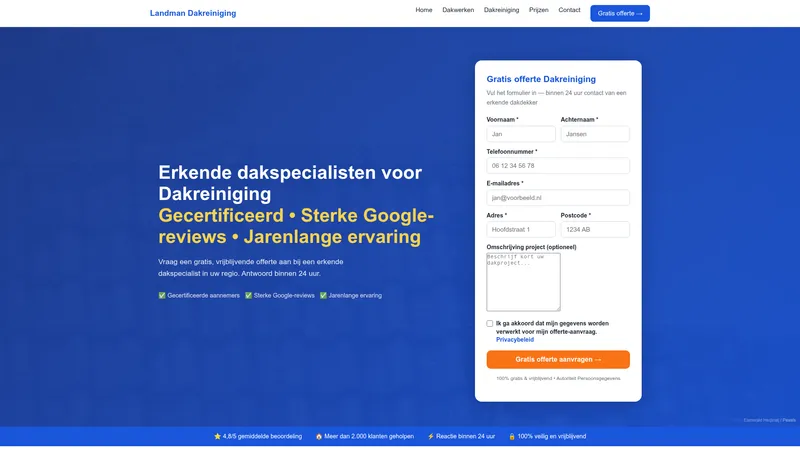 Website van Landman Reiniging