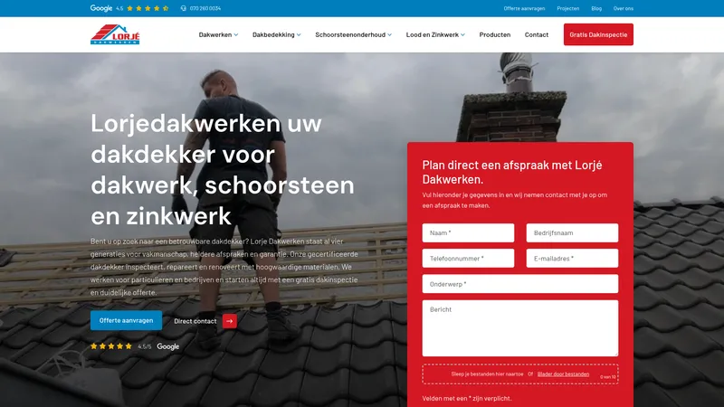 Website van Lorjé Dakwerken