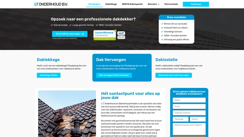 Website van LT Onderhoud B.V.