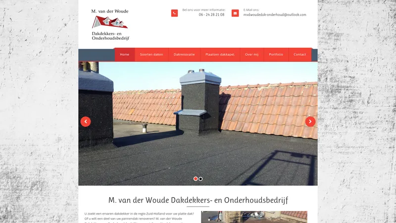 Website van M. van der Woude Dakdekkers- en Onderhoudsbedrijf