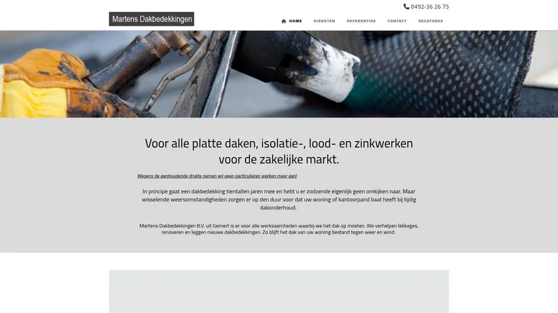 Website van Martens Dakbedekkingen B.V.