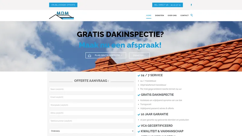 Website van MDM Dakonderhoud
