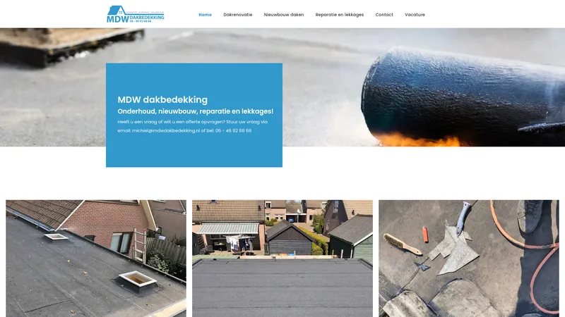 Website van MDW dakbedekking
