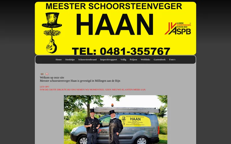 Website van Meester Schoorsteenveger Haan
