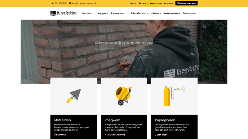 Website van Metselbedrijf H. van der Meer