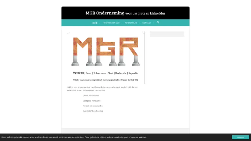 Website van MGR Onderneming