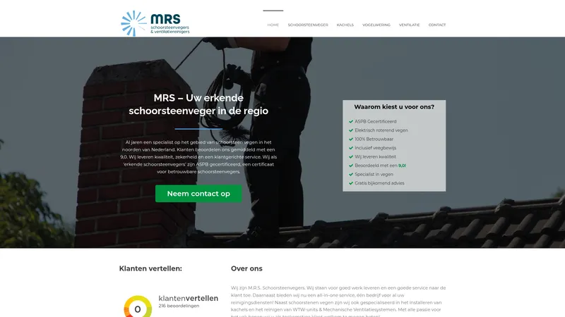 Website van MRS Schoorsteenveger