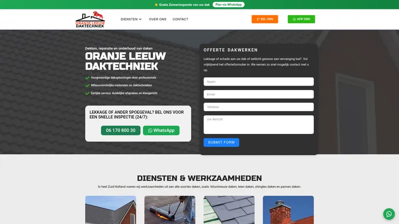 Website van Oranjeleeuwdaktechniek