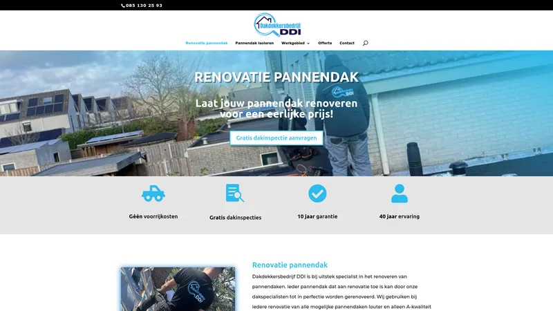 Website van Pannendak renovatie