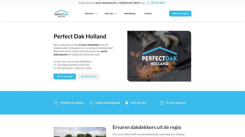 Website van Perfectdak Holland B.V