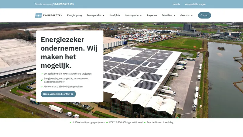Website van PV-Projecten B.V