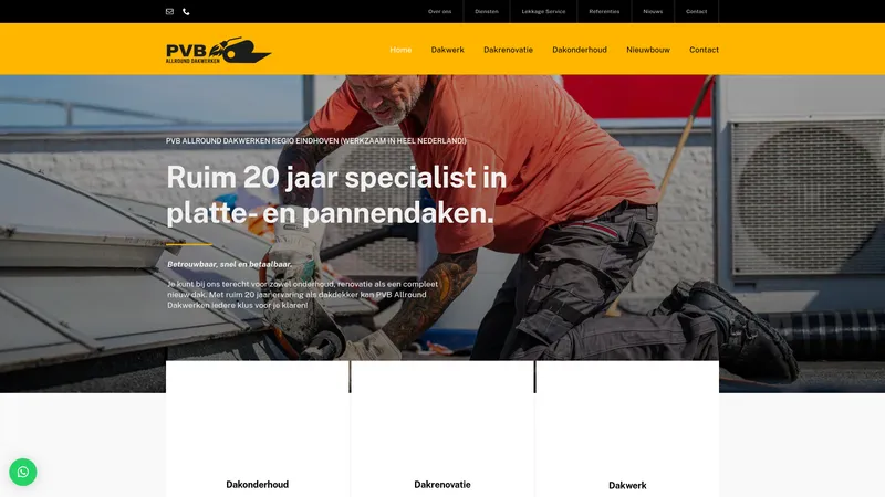 Website van PVB Dakwerken