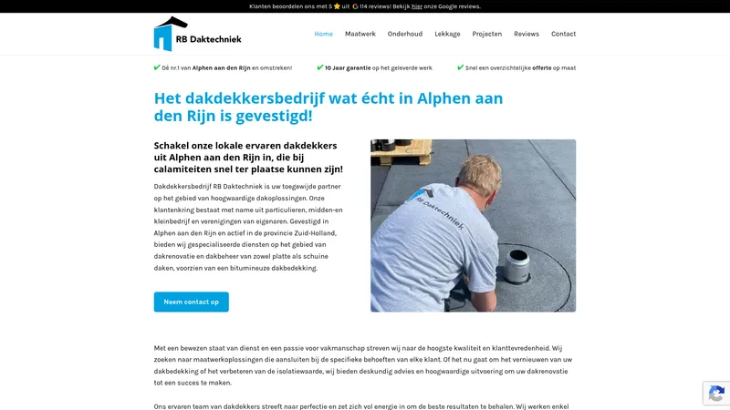 Website van RB Daktechniek Van Velzenstraat