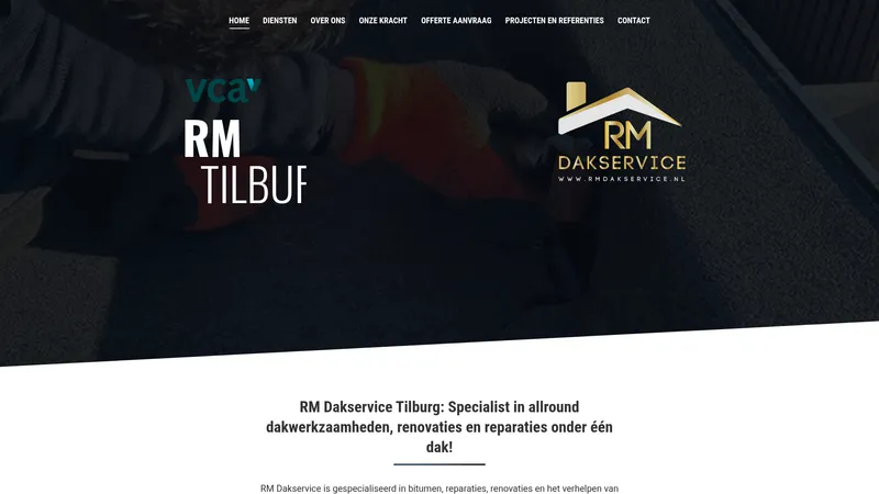 Website van RM Dakservice TIlburg