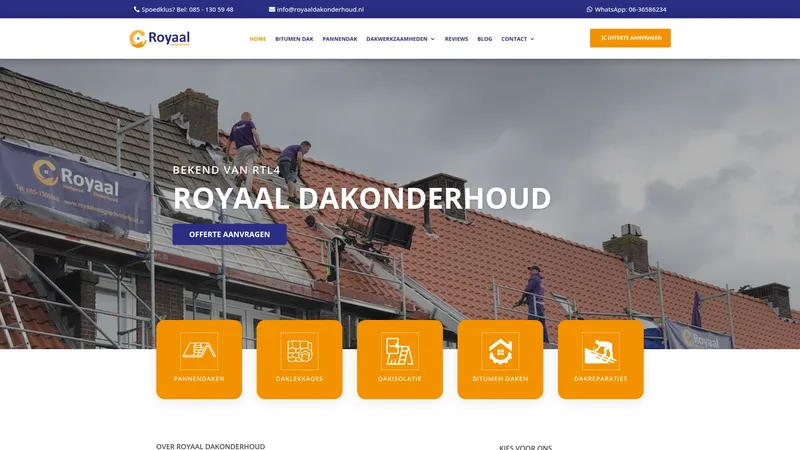 Website van Royaal Dakonderhoud