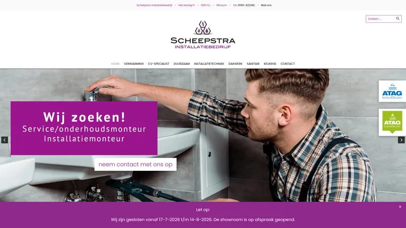 Website van Scheepstra Installatiebedrijf