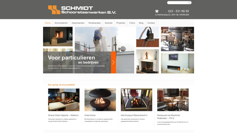 Website van Schmidt Schoorsteenwerken
